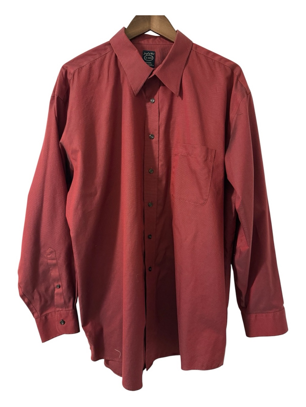 Joseph & Feiss Burgundy Dress Shirt 18 34/35 Non-Iron 100% Cotton Button Front